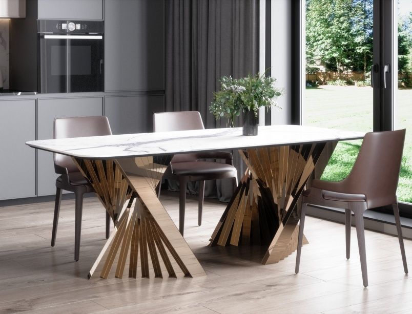 Подстолье из нержавейки с покрытием нитридом титана "Веер 2" на заказ