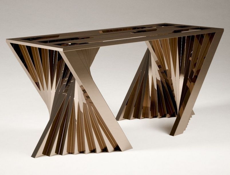 Подстолье из нержавейки с покрытием нитридом титана "Веер 2" на заказ