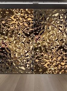 Стеновая панель из водной ряби золотая